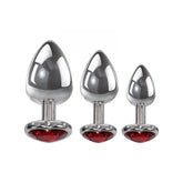 Adam and Eve Three Hearts Gem Metallic Anal Plug Set with Gem Bases Butt Plugs